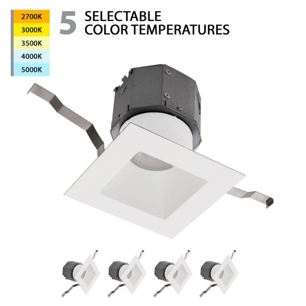 Pop-in 4  LED Square Recessed Kit 5-CCT Selectable (Pack of 4) on Sale